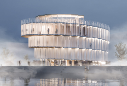 Spirálovitý ochoz pavilonu bude hostit českou výstavu, uprostřed se nachází auditorium. | © Apropos Architects, vizualizace: ZAN studio